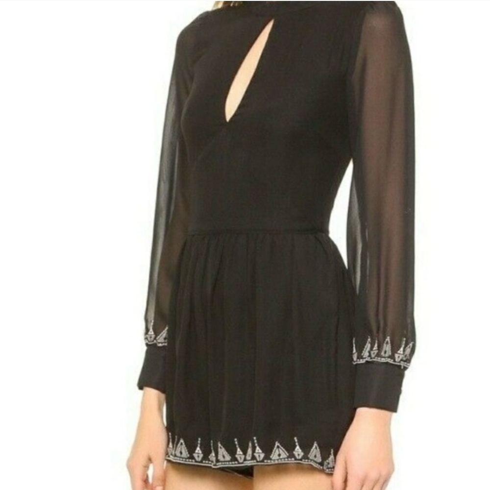 House Of Harlow 1960 Elegant Black Sheer Romper